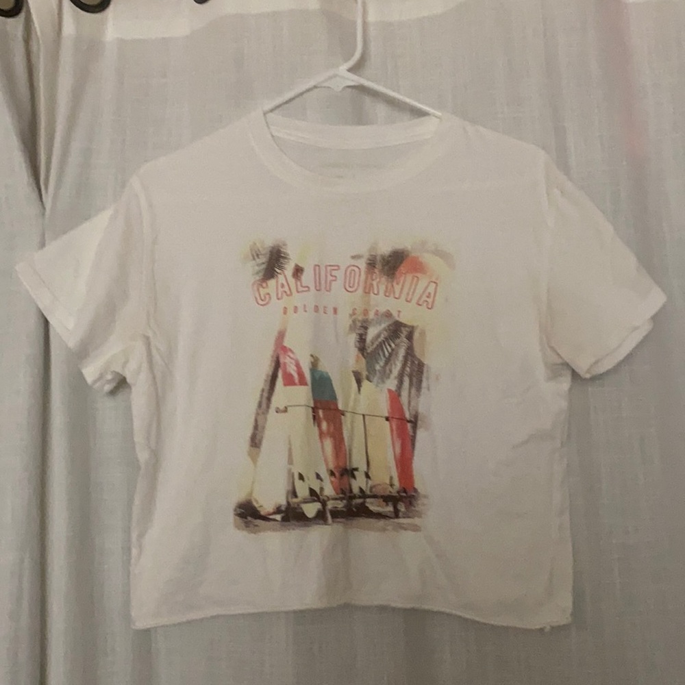 White Graphic Crop Top